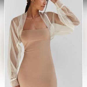 Marcella Olympia Bolero, Wedding dress shawl, coverup, white sheer long sleeves